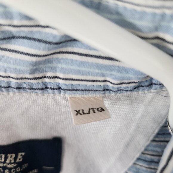 Signature by Levi Strauss XL Blue Striped Cotton Shirt | Chemise rayée bleue XL - Picture 6 of 8